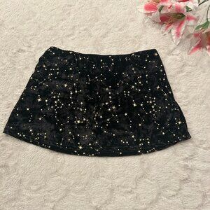 Velour Gold Star Celestial Constellation Mini Skirt - S/M (Juniors Large)